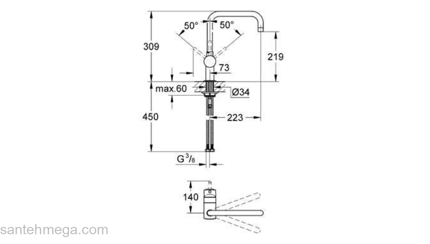 Смеситель для мойки GROHE Minta 32488000. Фото