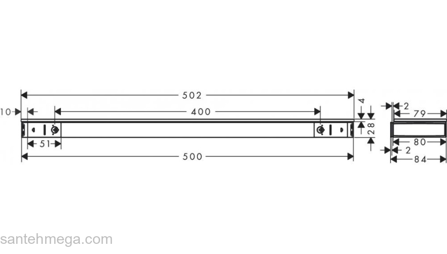 Полка Hansgrohe Rainfinity Shelf 500 26844000, хром для ванной комнаты. Фото