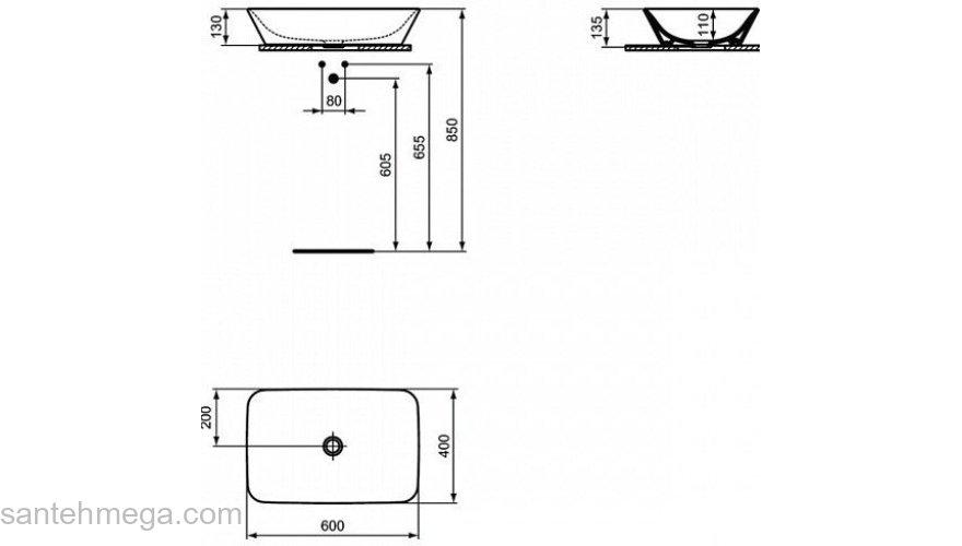 Раковина-чаша IDEAL STANDARD Connect Air 60х40 E034801. Фото