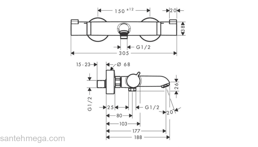 Термостат для ванны Hansgrohe Ecostat Comfort ВМ 13114700, матовый белый. Фото