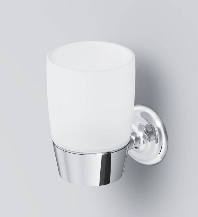 Стеклянный стакан с настенным держателем AM.PM Like A8034300 для ванной комнаты. Фото