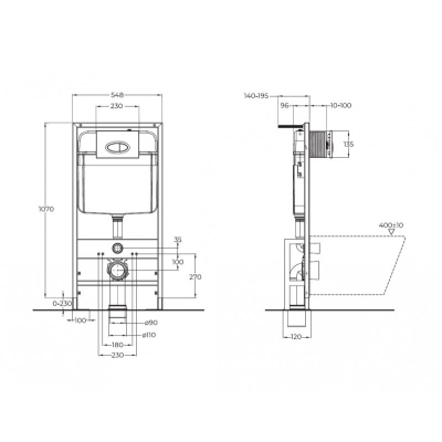 Инсталляция для подвесного унитаза с усиленными креплениями BelBagno BB025. Фото
