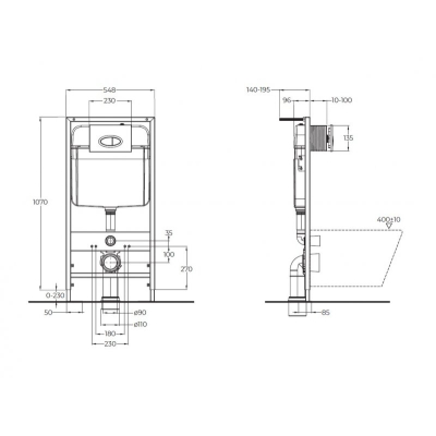 Инсталляция для подвесного унитаза BelBagno BB026/BB042BL клавиша белый глянцевый. Фото