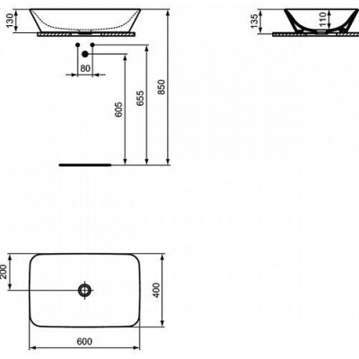 Раковина-чаша IDEAL STANDARD Connect Air 60х40 E034801. Фото
